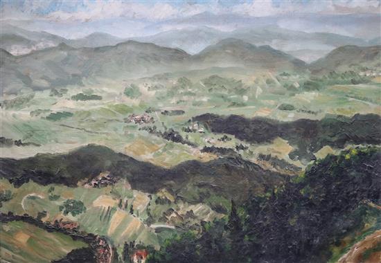 Attributed to Vera Nikolic Podrinska (1886–1972) Eastern European landscape 26 x 36.5in.